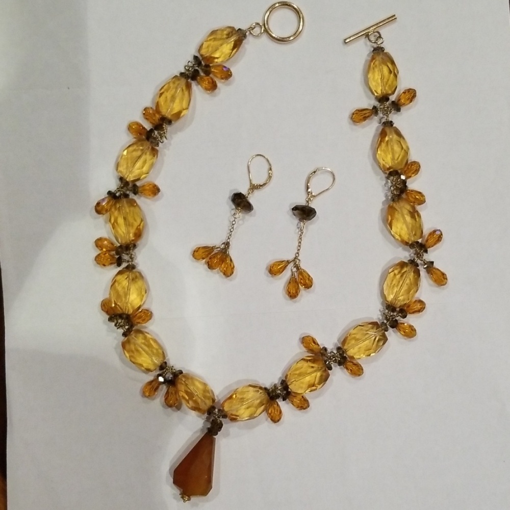 Elegant Citrine Necklace and Earrings NWOT